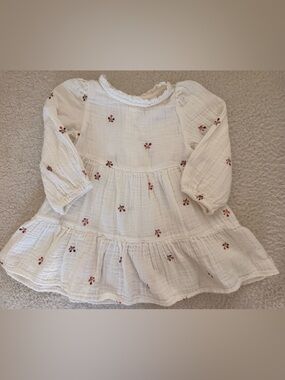 Cat & Jack White Baby Dress with Embroidered Flowers